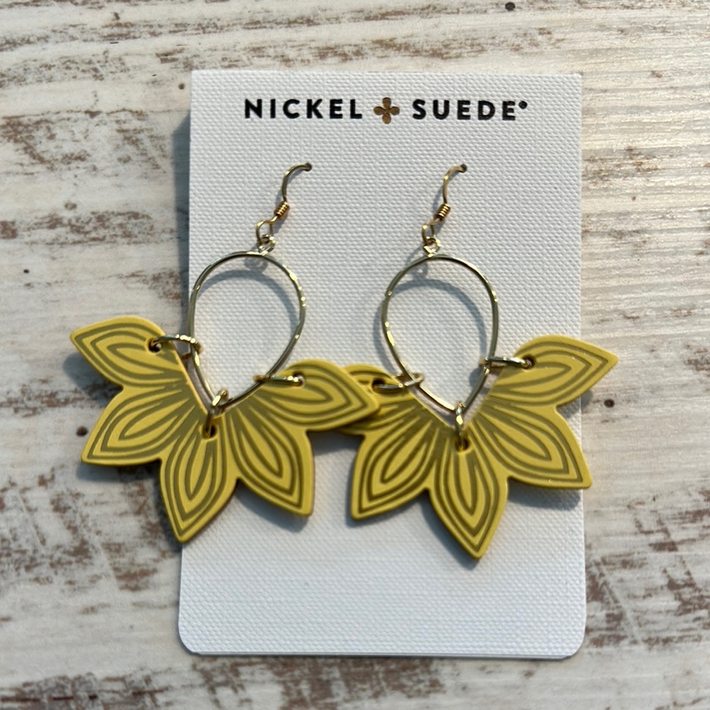 Nickel and Suede lemon ice floras earrings.  NWT